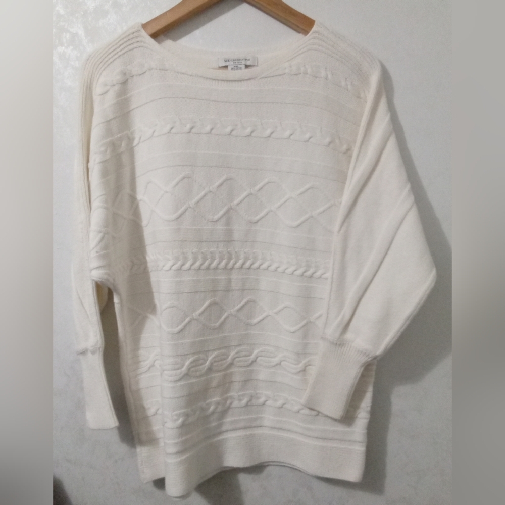 Liz Claiborne Cream Cable Knit Batwing Sweater - Size PXL (Petite XL)